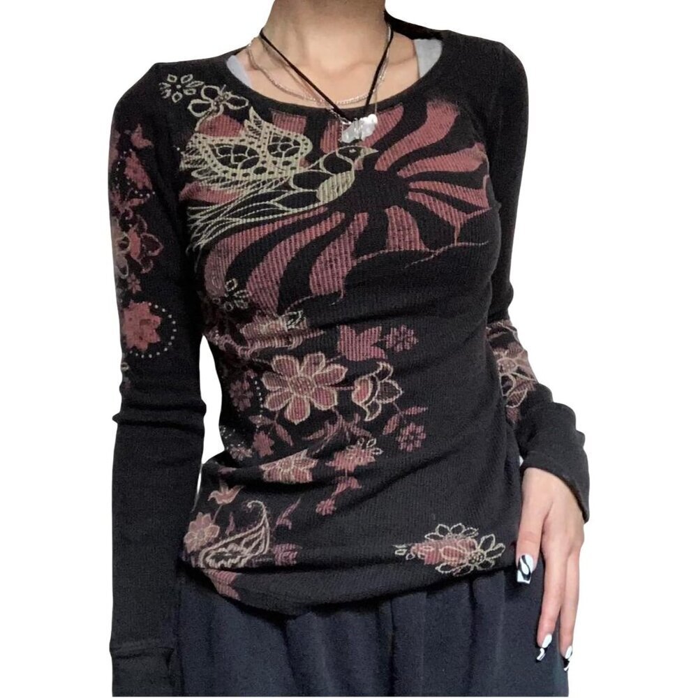 Women Y2K Fairy Grunge Graphic Long Sleeve Top Fall Streetwear